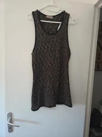 Débardeur femme maille crochet marron TBE taille 42 decontract