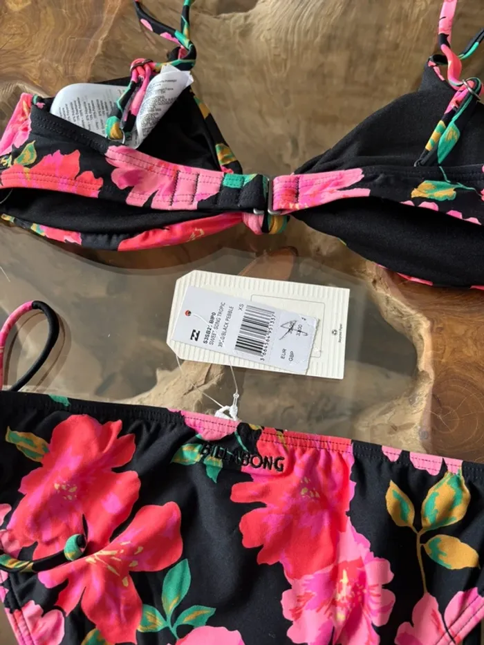 Maillot de bain 2 pièces Billabong noir fleur rose - photo numéro 6