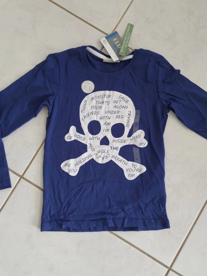 T-shirt ml garçon tête de mort 8 ans Neuf lc6 - photo numéro 3