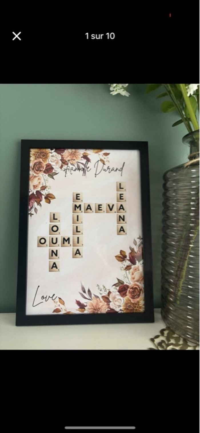 Cadre Scrabble famille personnalisé