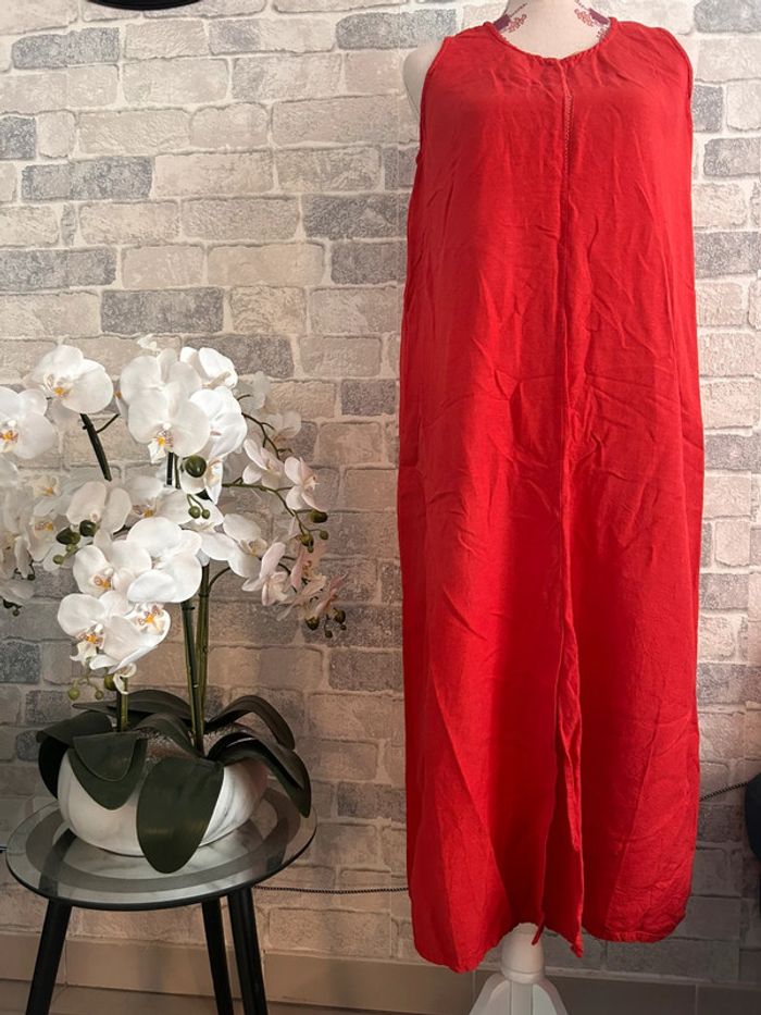 Robe d’été rouge en lin femme M