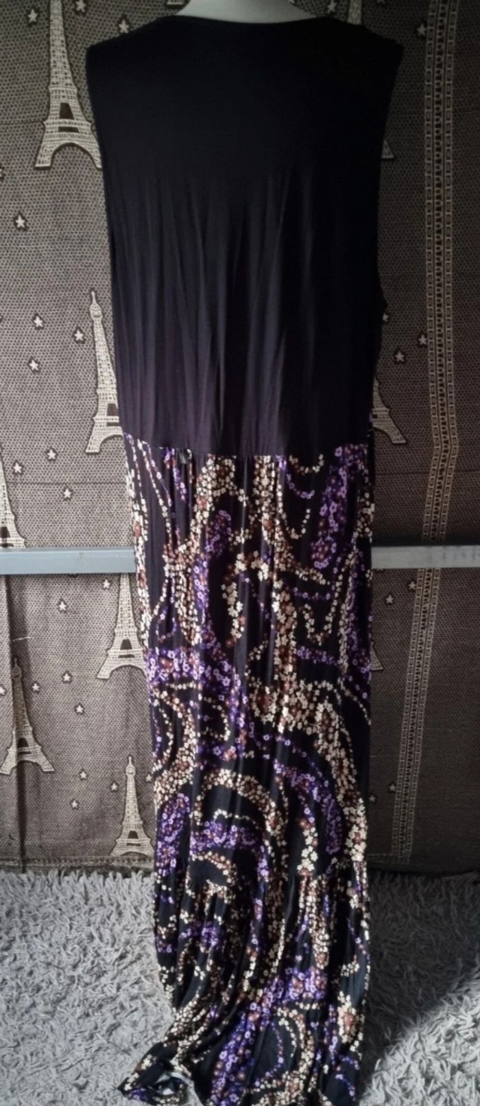 Robe longue noir et violet à motifs fleurs taille 54-56 Bodyflirt - photo numéro 6
