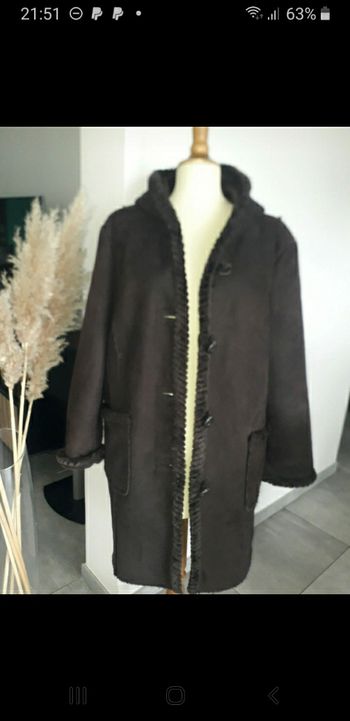 Manteau duffle coat femme effet mouton retourné marron Canda taille 48