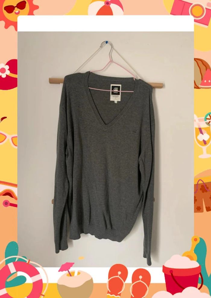 Pull G Star raw très fin manche longue col en V - photo numéro 4