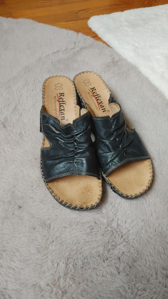 Mule en cuir très confortable noir - photo numéro 2
