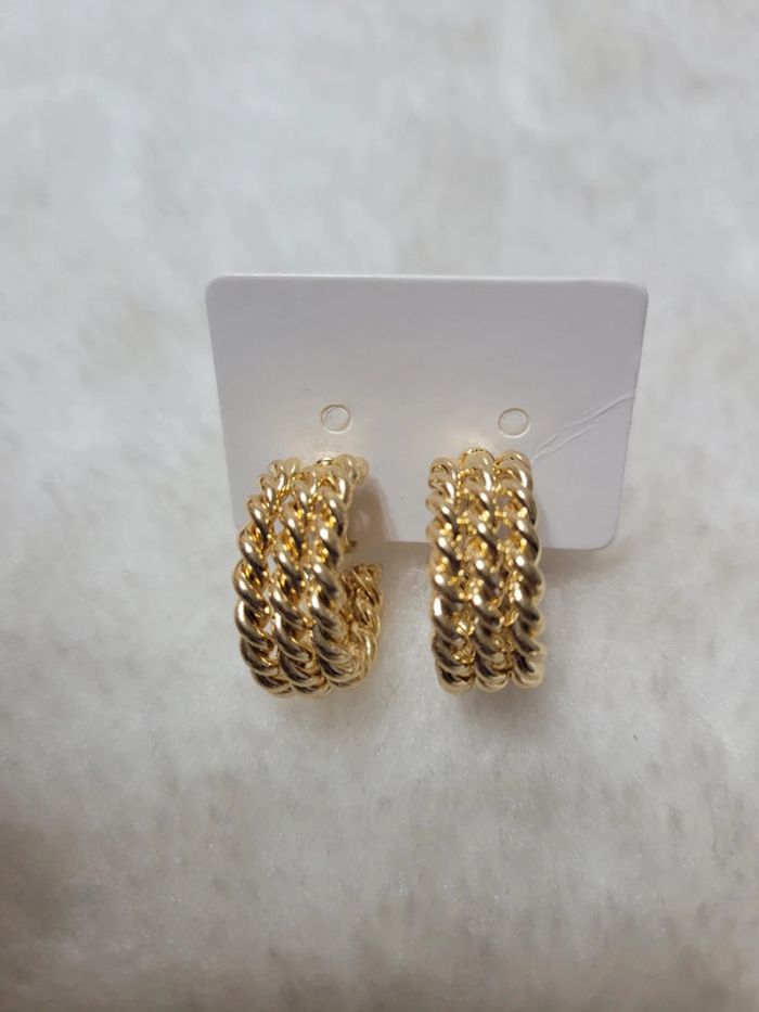 Clips petites créoles acier gold. - photo numéro 2