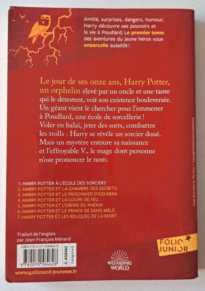 📚 Roman Harry Potter à l'Ecole des Sorciers JK Rowling Folio 2018 - photo numéro 4