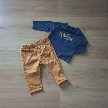 💚 Tee-shirt ML pantalon chino 6 mois Kiabi #emyfleury_6moisgarçon