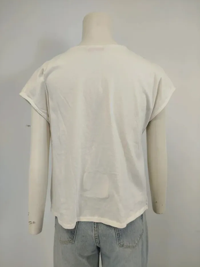 Top blanc brodé Camaïeu en coton à nouer devant taille M/L estimée été chic borderie anglaisA625 - photo numéro 4