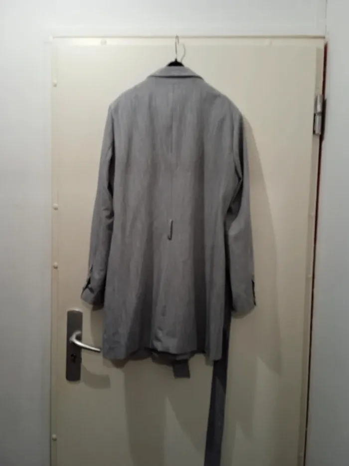 Veste femme de tayeur 4th-reckless jusqu'au genoux avec ceinture et boutons grise taille 44 - photo numéro 2