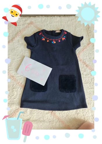 robe automne hiver chaude taille 5 ans bleu marine dpam