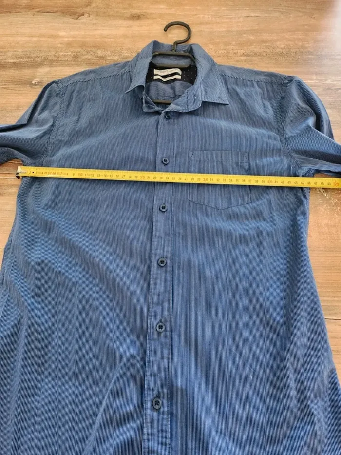 chemises manches longues Teddy Smith taille S en excellent état bleue et blanche rayures - photo numéro 7