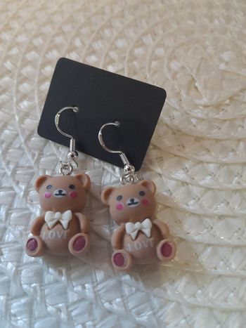 Boucle d oreille ourson marron love