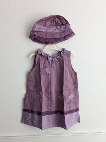Robe et chapeau été violets 18 mois