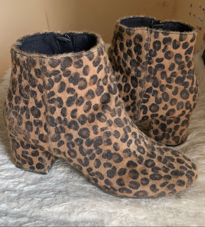 Boots femme marron léopard effet suédine Pimkie Un zip T37 - photo numéro 2