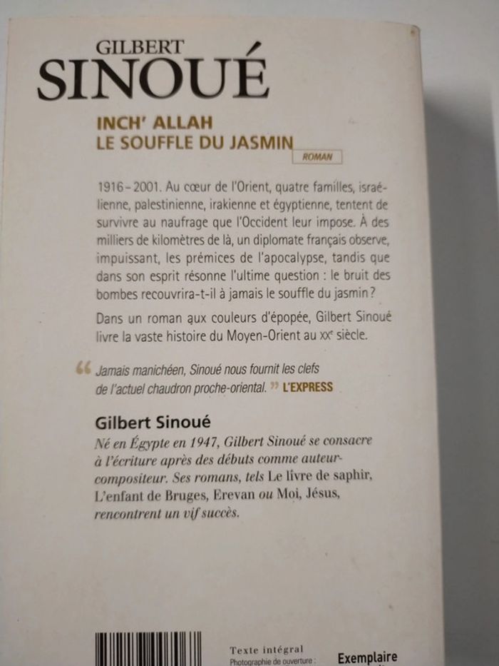 Livre le souffle du Jasmin Gilbert Sinoué - photo numéro 2