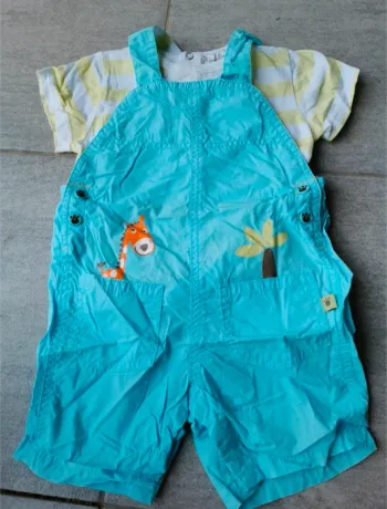 Ensemble salopette short et t-shirt bébé garçon 12 mois