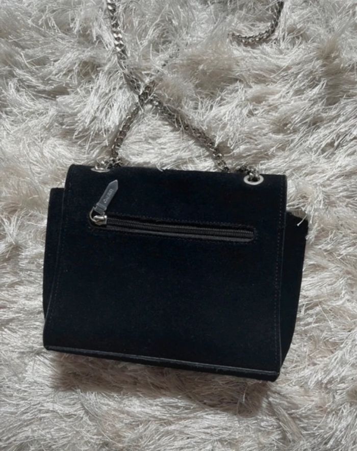 Pochette feutrée noir cuir de vachette chaîne métallique cherry Paris - photo numéro 7