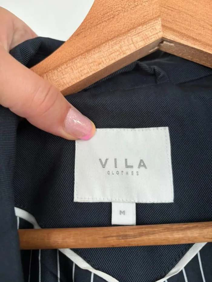 Trench long bleu marine - VILA taille M - photo numéro 7