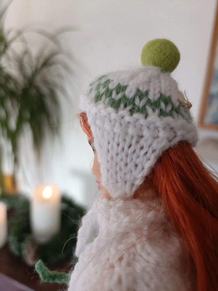 Pull avec gants et bonnet pour poupée barbie - photo numéro 5