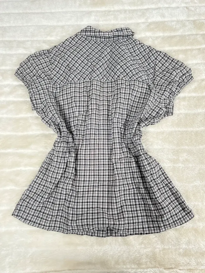Chemise à carreaux cintrée vintage noire & grise taille L - photo numéro 2