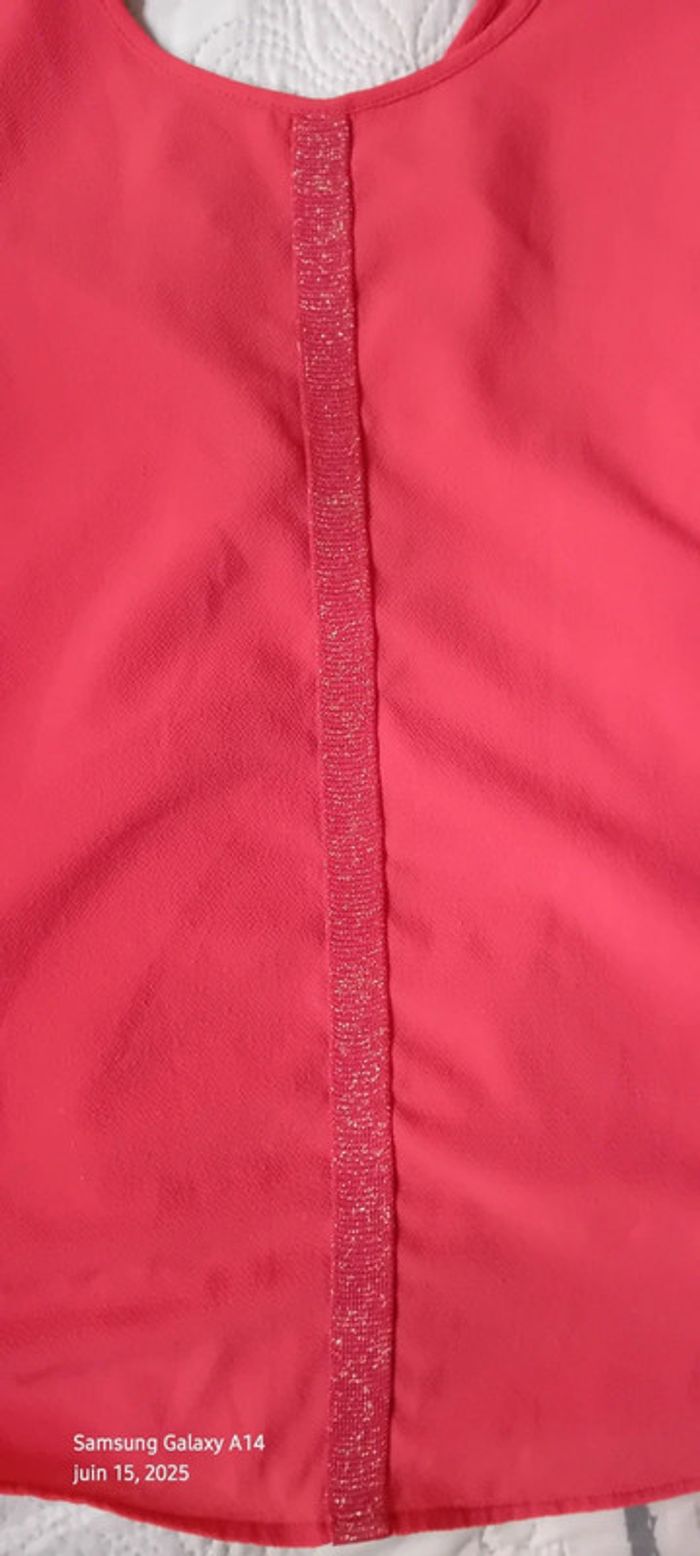 Haut cérémonie sans manches cache cœur col ouvert bandes paillettes corail femme L miss captain - photo numéro 13