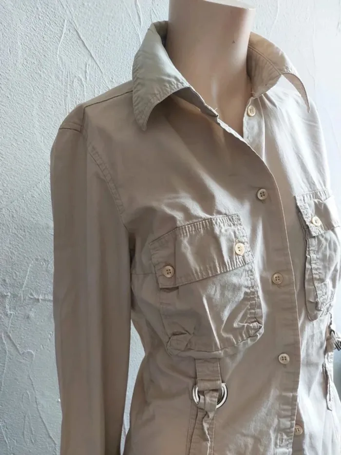 Chemise beige avec poches et boucle - photo numéro 4