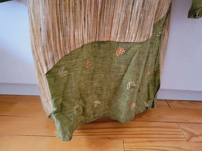 Robe tunique coton lin jute paillettes broderies M/38/10 - photo numéro 3