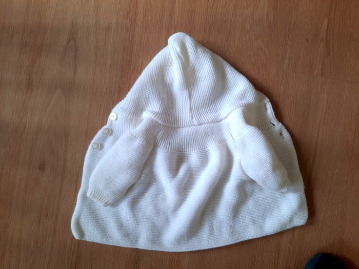 Gilet blanc à capuche bébé épais - photo numéro 3