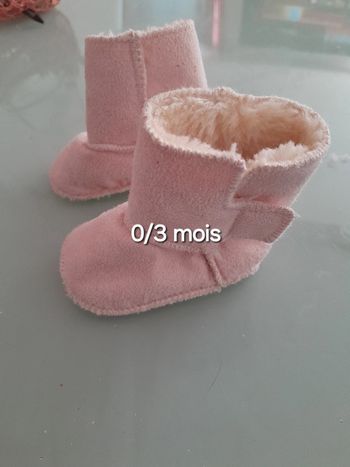 Bottine fourré ~ 0/3 mois rose