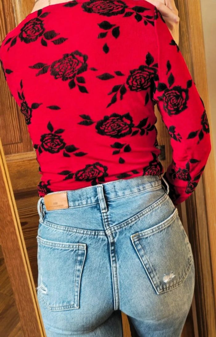 Body vintage rouge et noir made in France - photo numéro 4