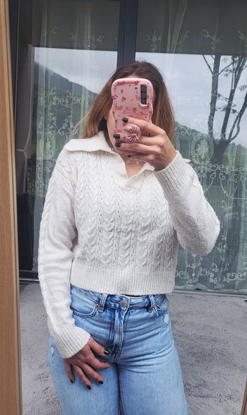 Pull blanc court