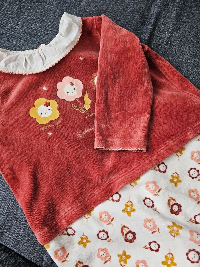 Grenouillère bébé 12 mois rose terracotta à motifs – manches longues - photo numéro 7