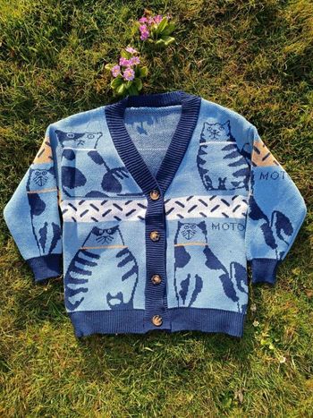 Pull cardigan tricot crochet Chat 38/40