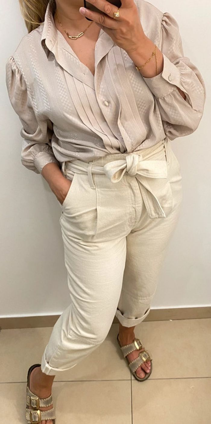 Chemise Beige Style Vintage Taille 44-46 - photo numéro 3