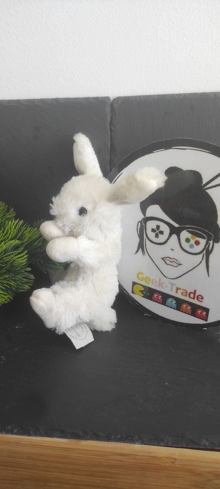 doudou et compagnie peluche lapin petit beige blanc debout