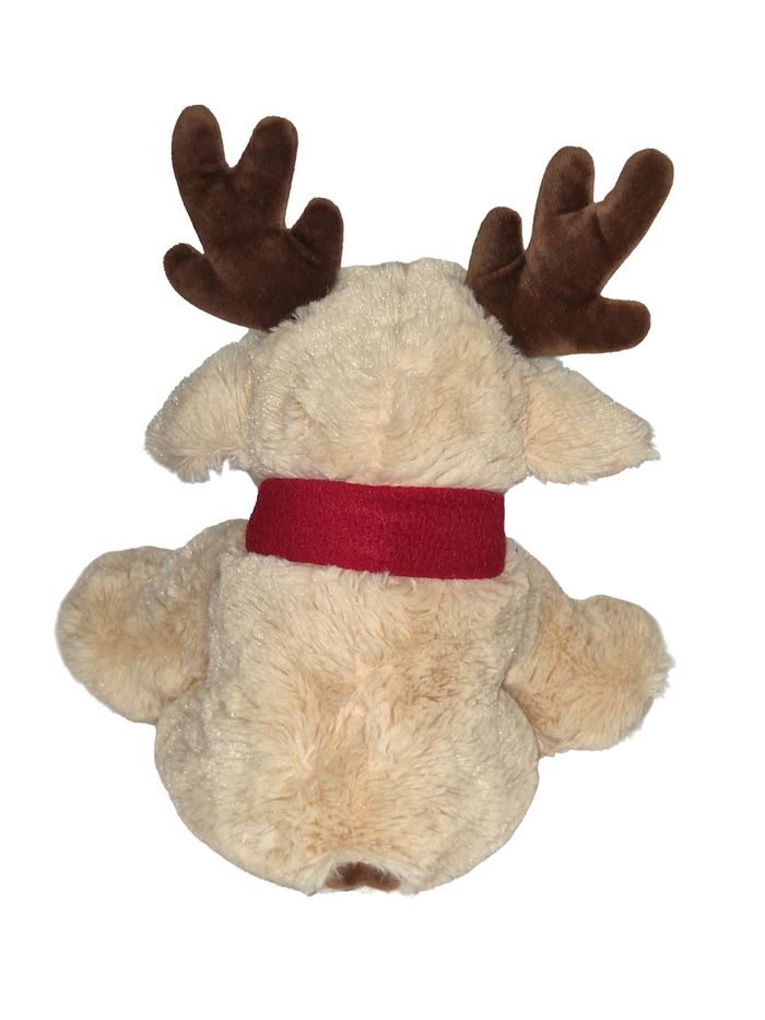 Peluche renne / élan / cerf beige Marionnaud avec écharpe rouge flocon – 35 cm - photo numéro 2