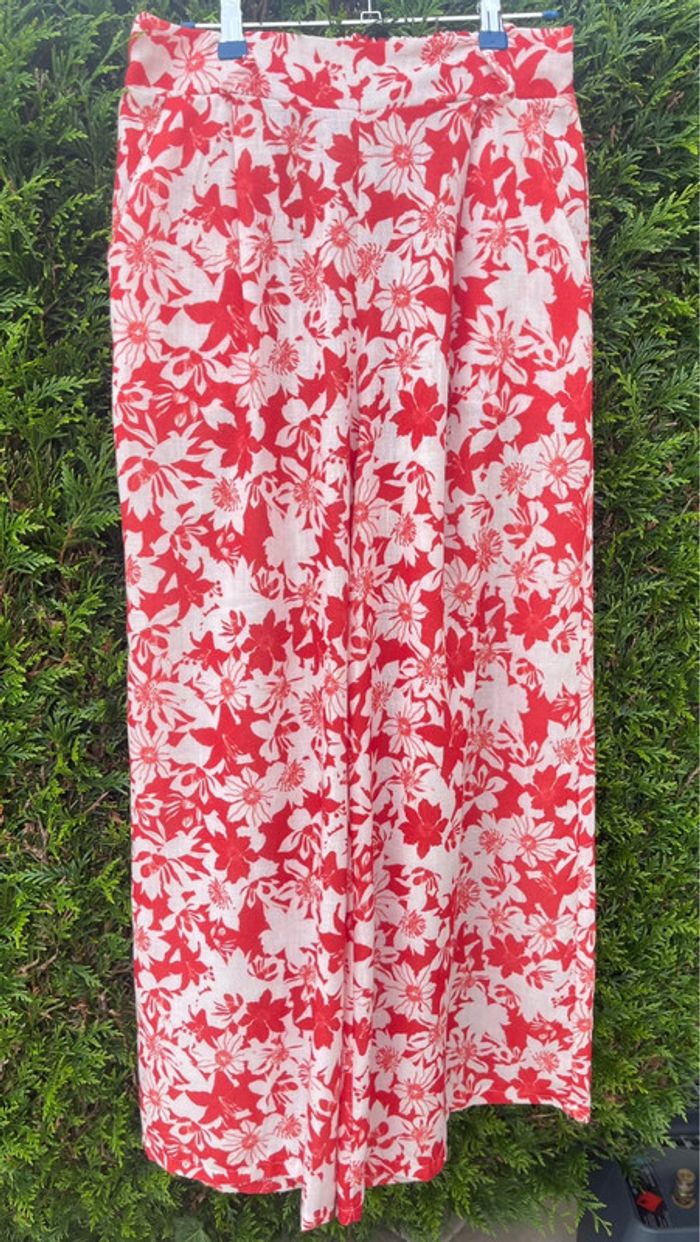 Pantalon large blanc et rouge orange - photo numéro 2