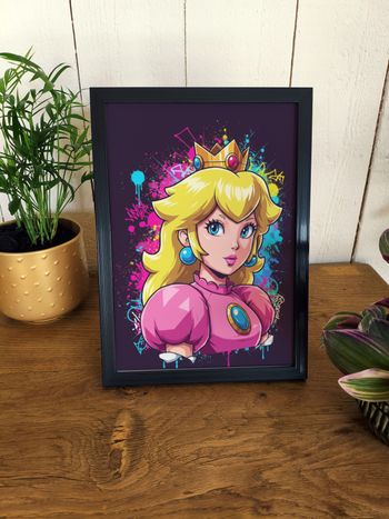Affiche poster A4 (21×29,7 cm) Princesse Peach Mario Nintendo art mural street art coloré déco gamer