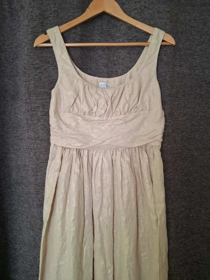 Magnifique robe 123 lin beige & doré taille 36 - photo numéro 2