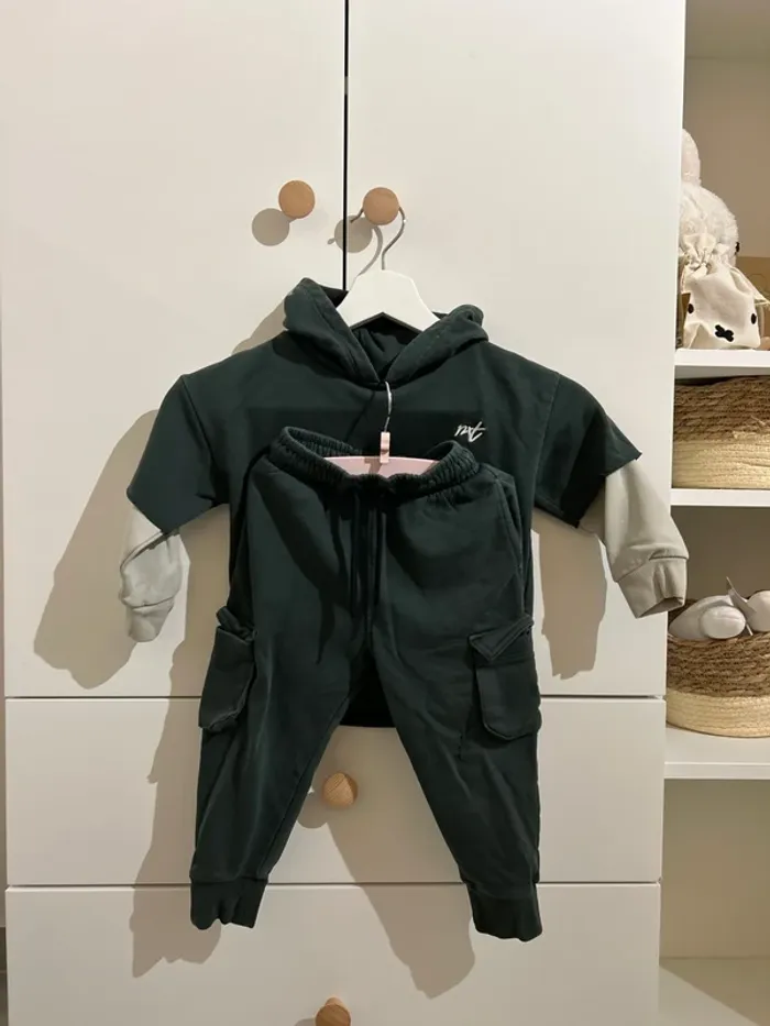 Survêtement next sweat à capuche et pantalon cargo 1/2-2 ans - photo numéro 2