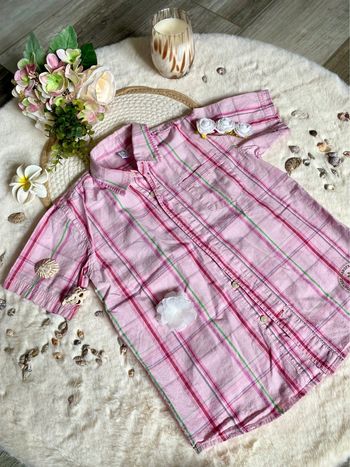 💗 Chemise fille Zara rose à carreaux - Taille 7/8 ans 💗