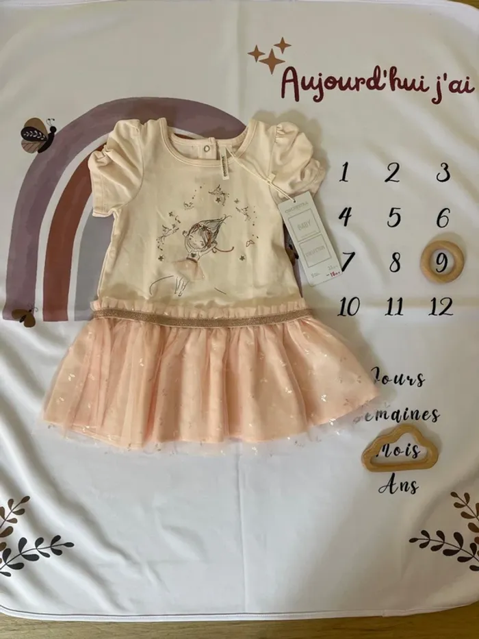 Robe bébé fille – 9 mois / 71 cm – Orchestra 🌸(neuf avec étiquette)