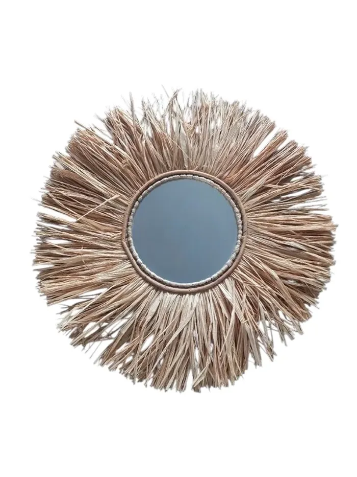Miroir rond en paille - 20 cm Neuf