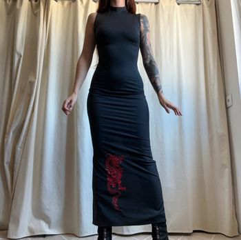 Sublime robe longue moulante 🐉 vintage Goth 90s - Taille S