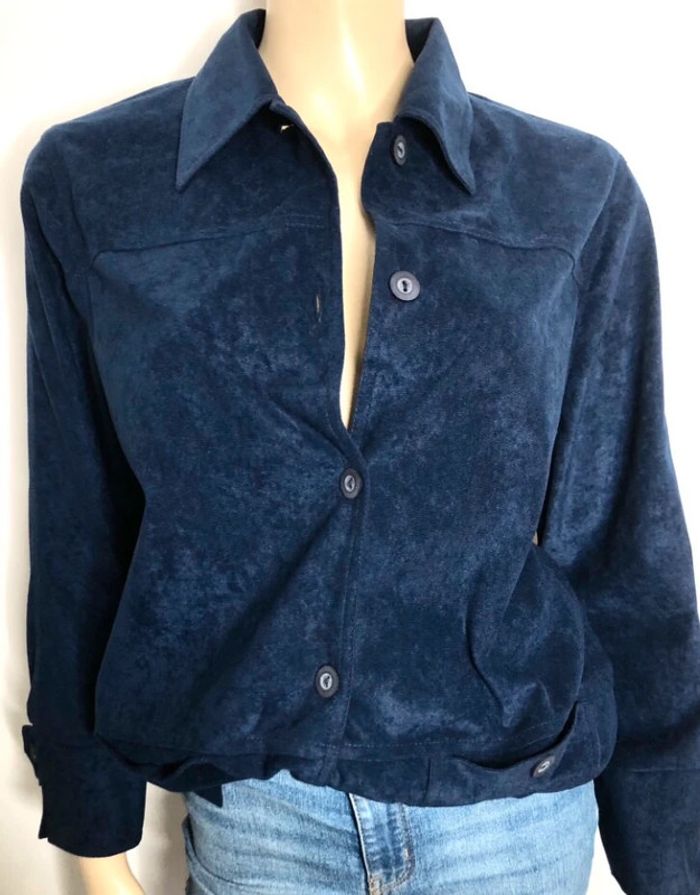 Très belle chemise style velour bleue nuit taille 40 (voir mesures)