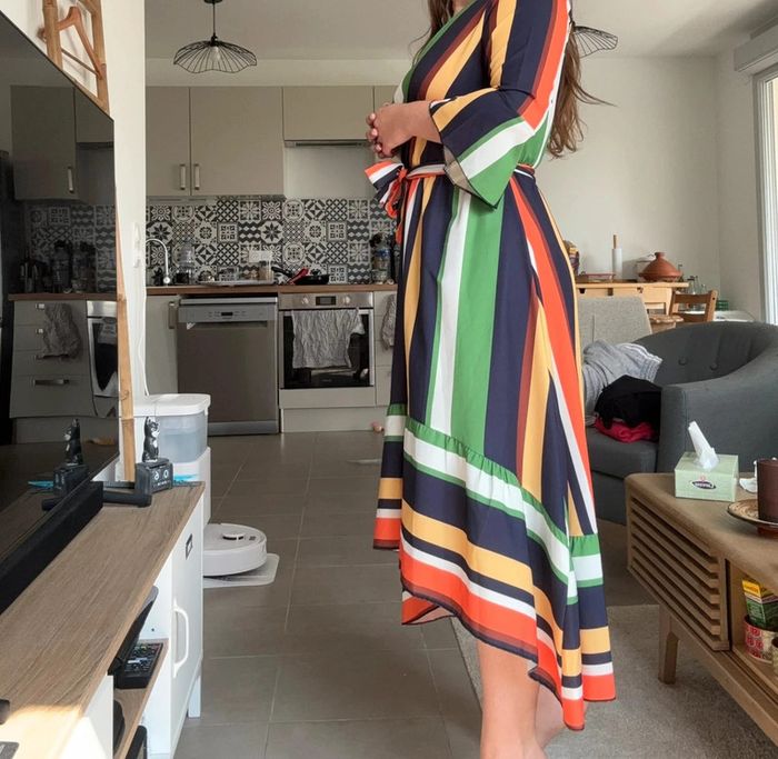Robe colorée verte orange jaune - Made in Italy taille M - photo numéro 3