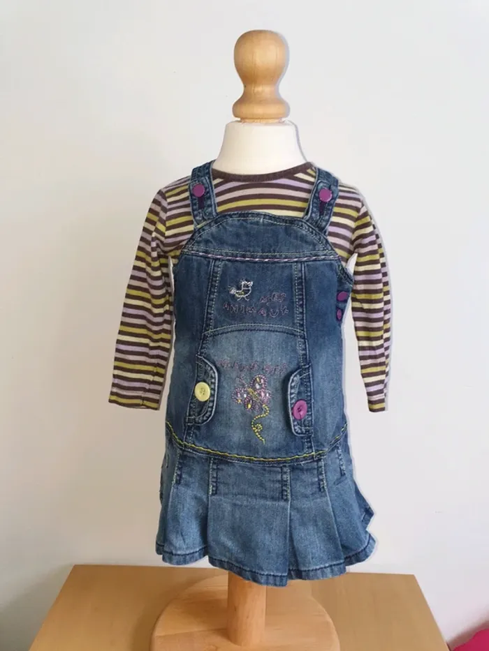 Ensemble robe en jean/ T-shirt ML 18 mois Orchestra