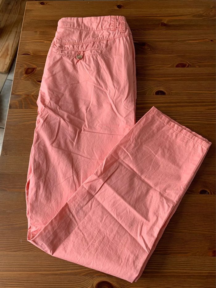 Pantalon en toile Promod T40 corail - photo numéro 3