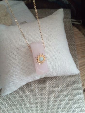 Collier quartz rose et pierre amazonite